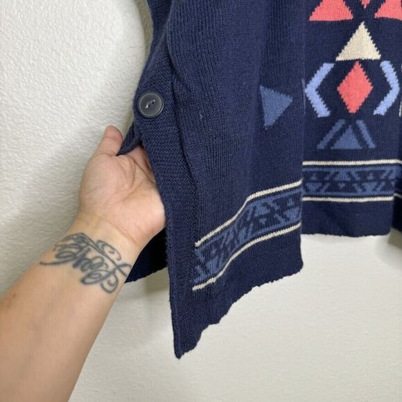 J. Jill Sweater XS Southwestern Aztec Pullover Knit Poncho Long Sleeve Relax - Picture 8 of 13